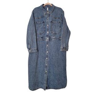 Future Collective Womens Size 18 Denim Shirt Dress With Button Front & Pockets L